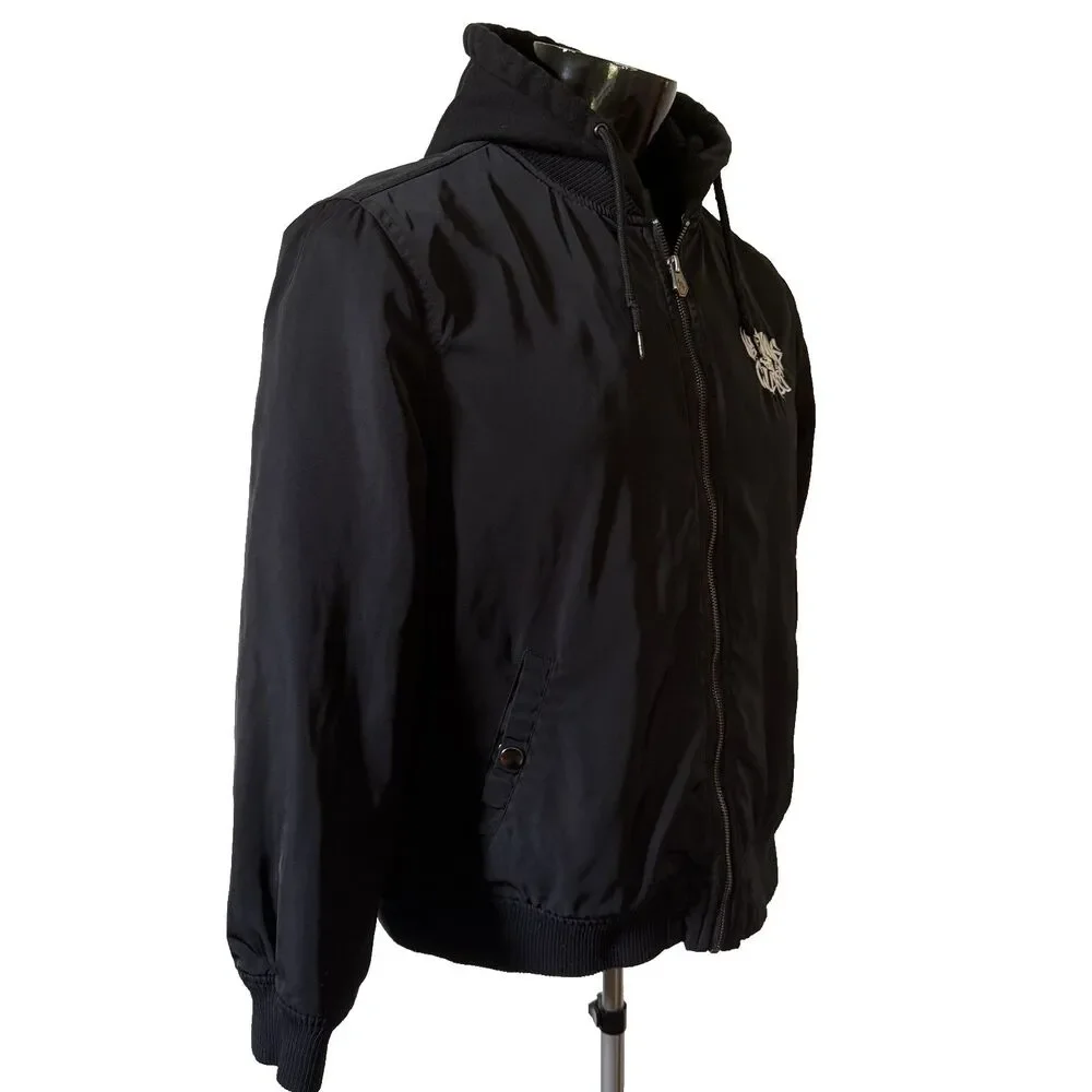 Lurking Class by Sketchy Tank Bomber Jacket Men's Size L Hooded Bones Skulls